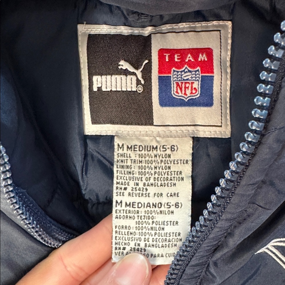 Puma Dark Blue Star Puffer Jacket Dallas Cowboys 5T - Picture 2 of 7